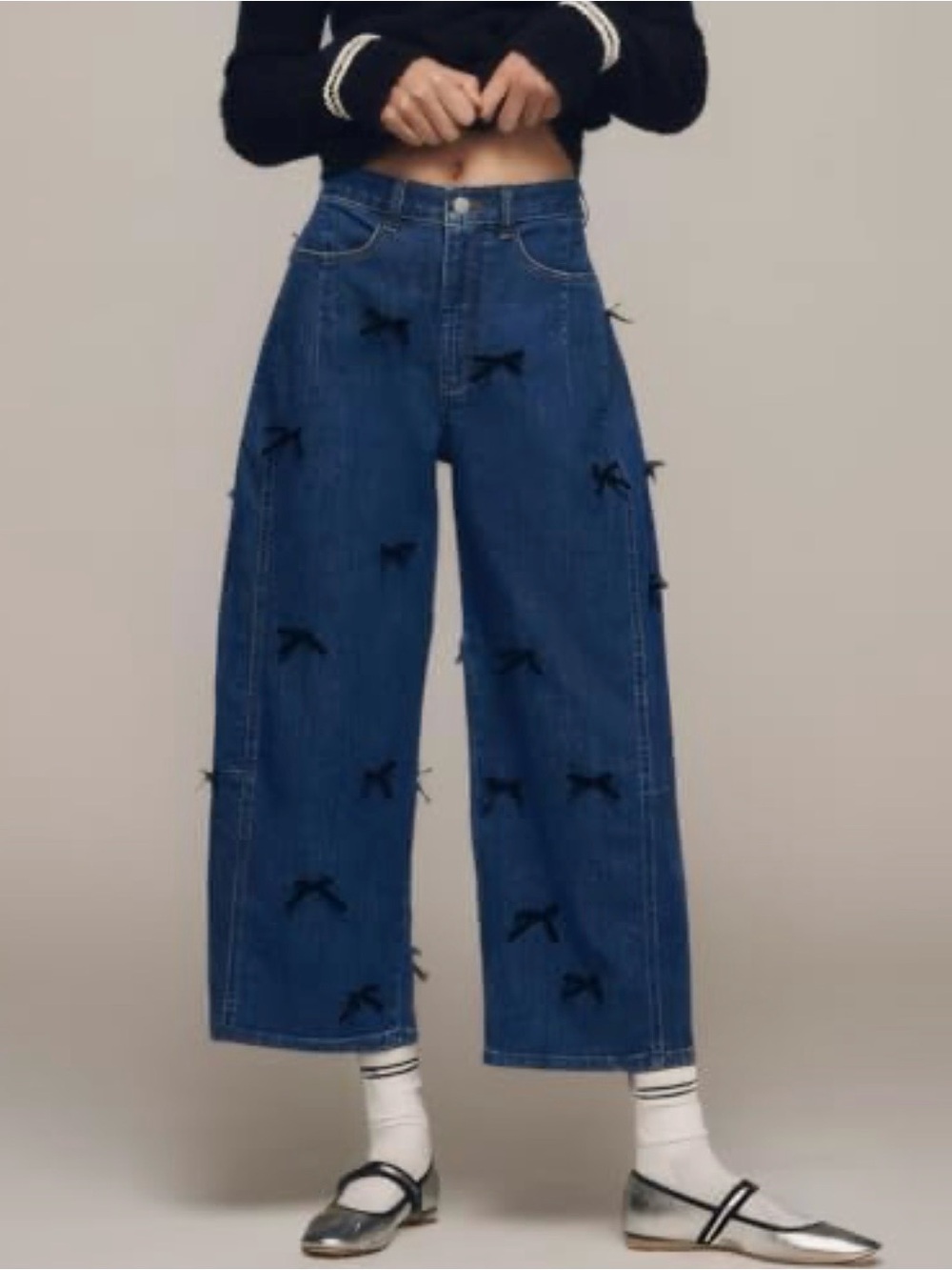 Anthropologie The Kenna Mid-Rise Heritage Barrel Jeans by Pilcro Bow Edition 32